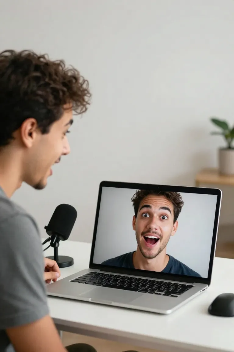 foto falando ia — exemplo criado na Influenciador IA
