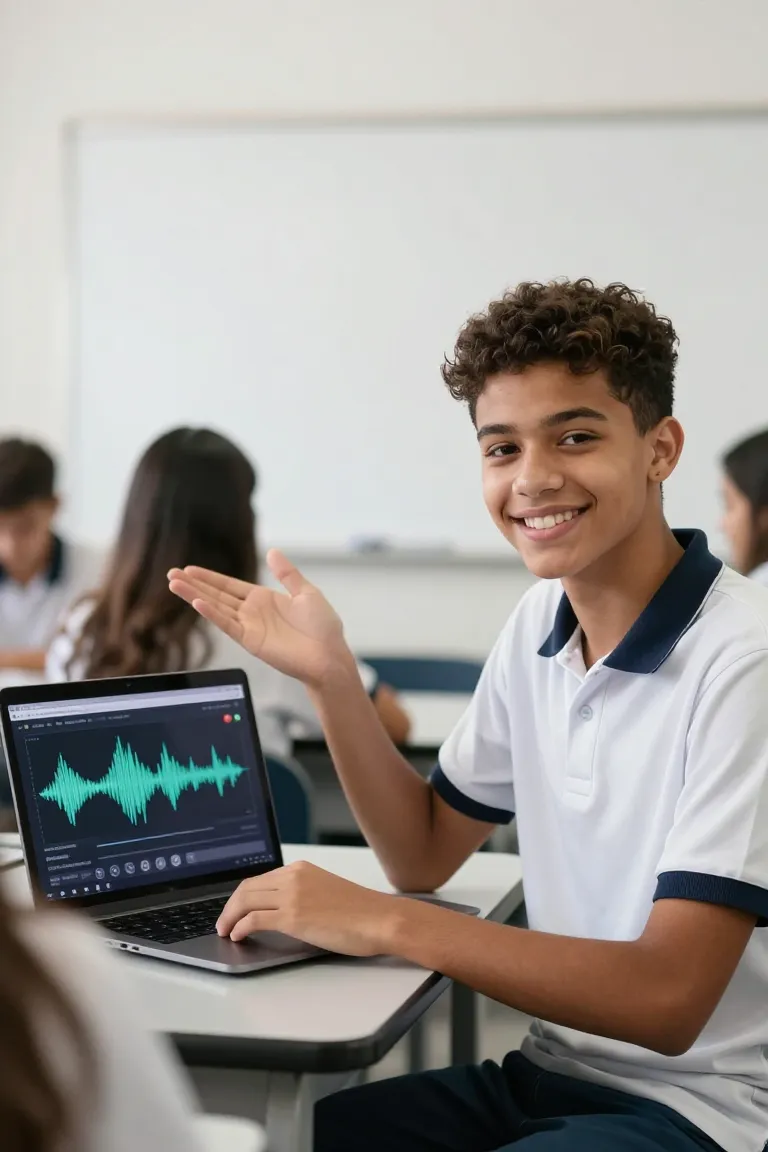 como fazer um podcast escolar — exemplo criado na Influenciador IA