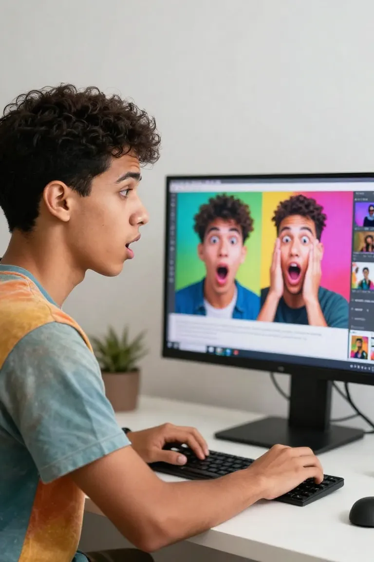 thumbnail reaction — exemplo criado na Influenciador IA