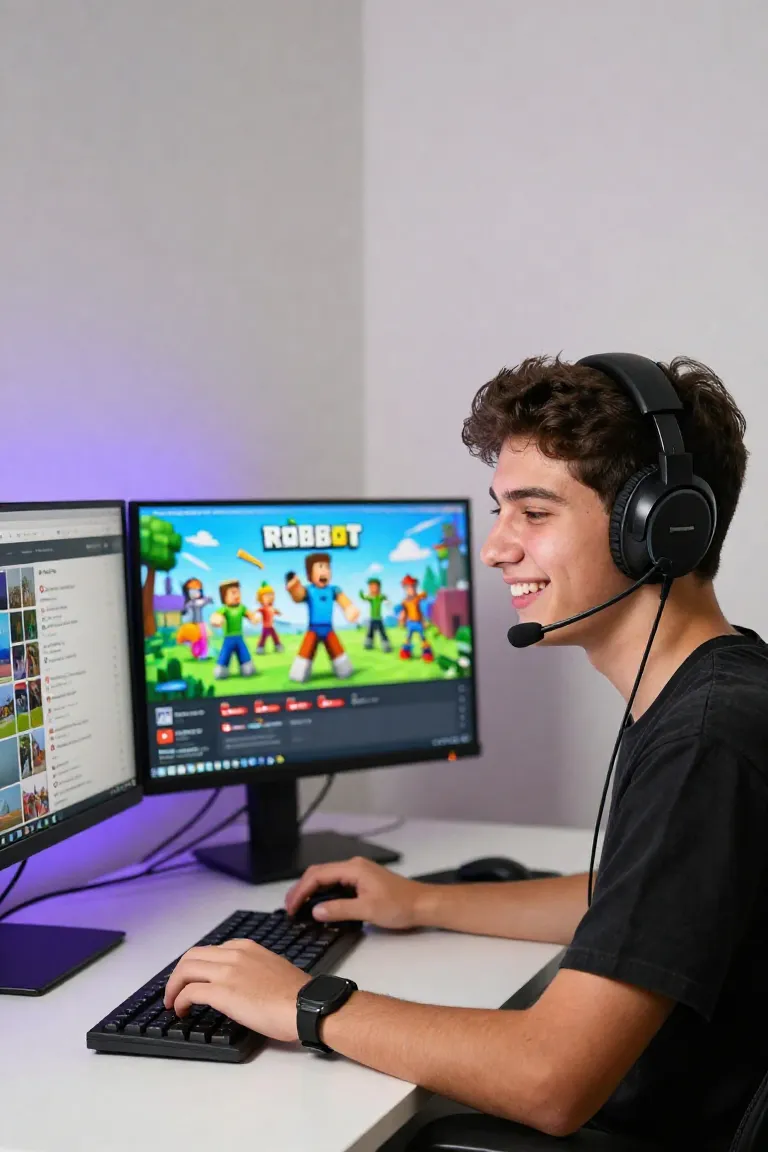 thumbnail roblox — exemplo criado na Influenciador IA