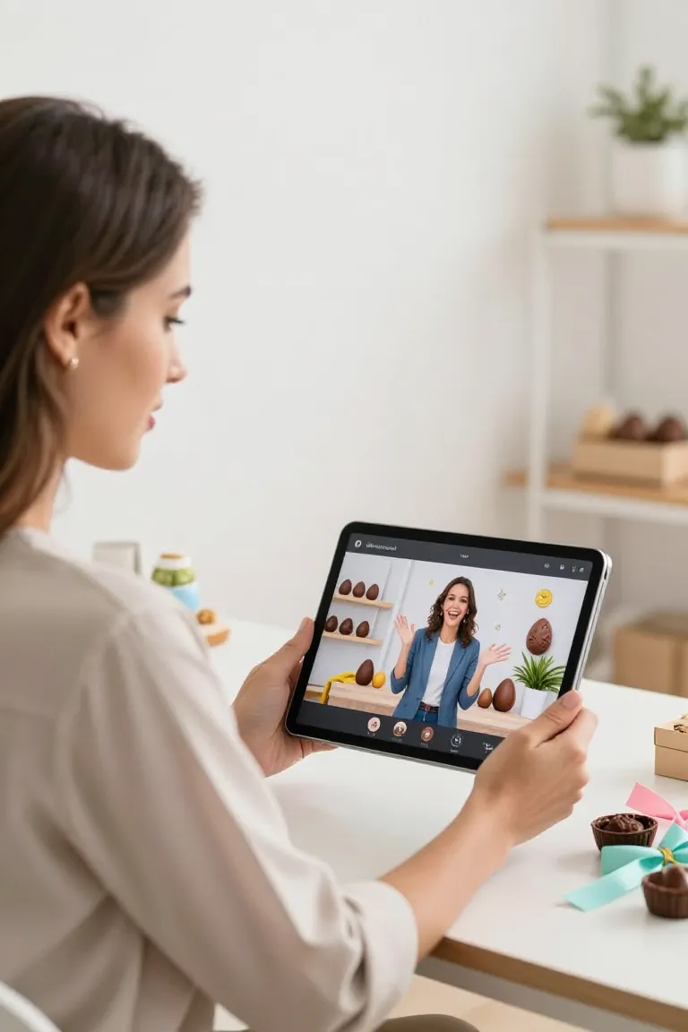 video de pascoa — exemplo criado na Influenciador IA