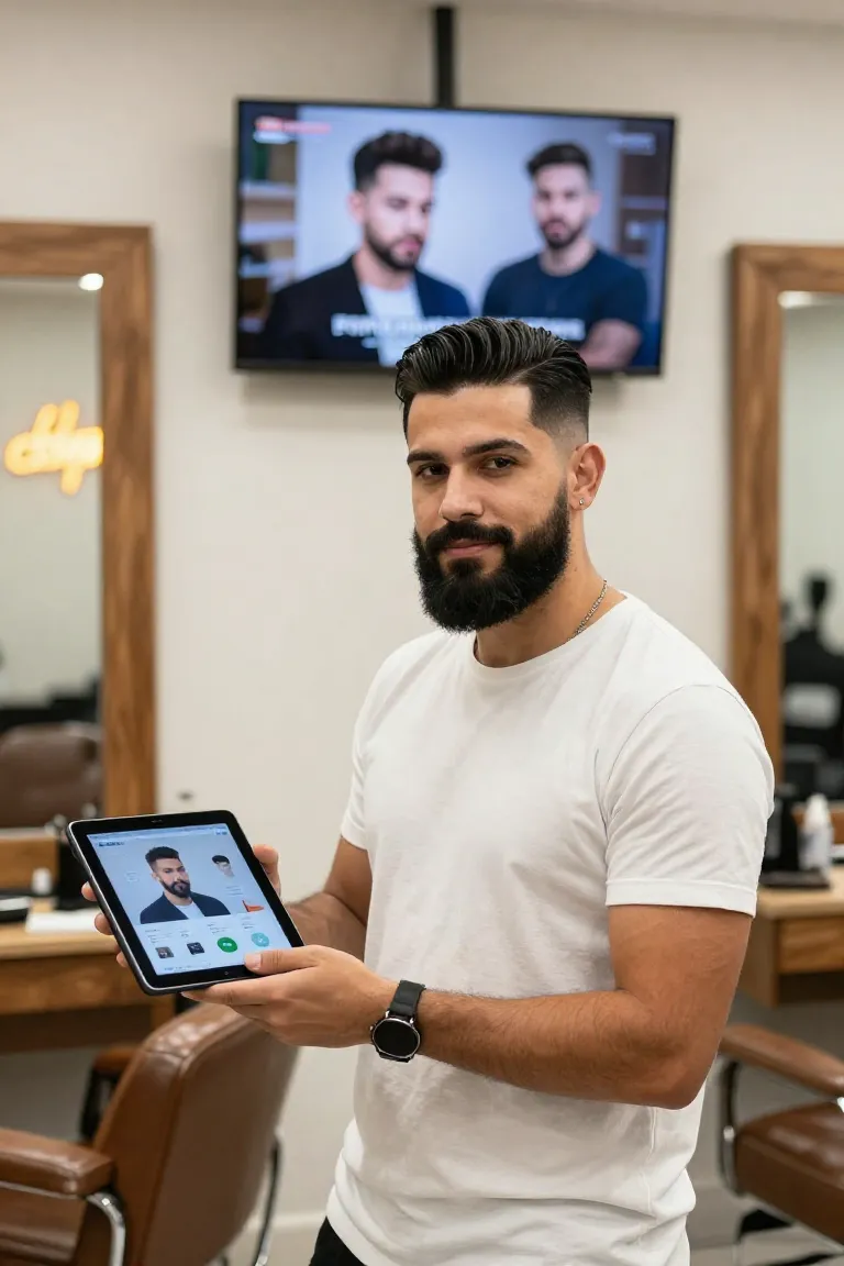 video de barbearia — exemplo criado na Influenciador IA