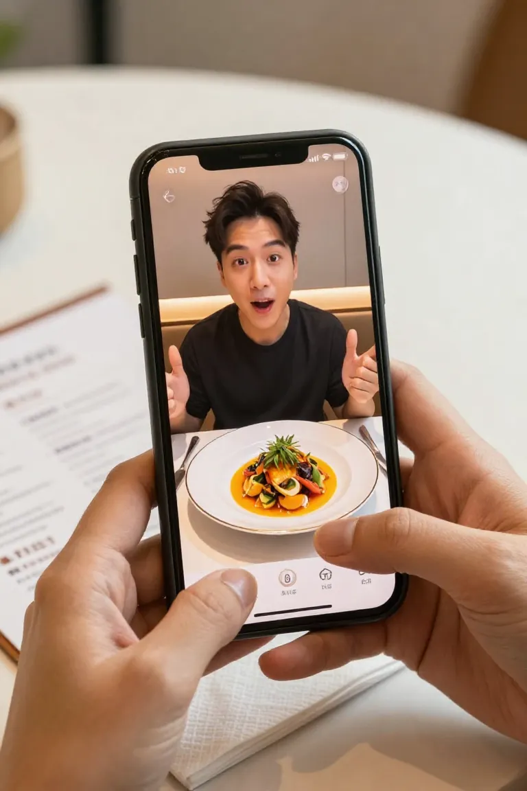 video de restaurante — exemplo criado na Influenciador IA