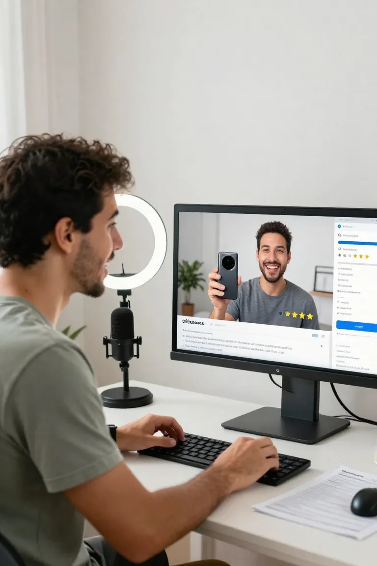 video review — exemplo criado na Influenciador IA