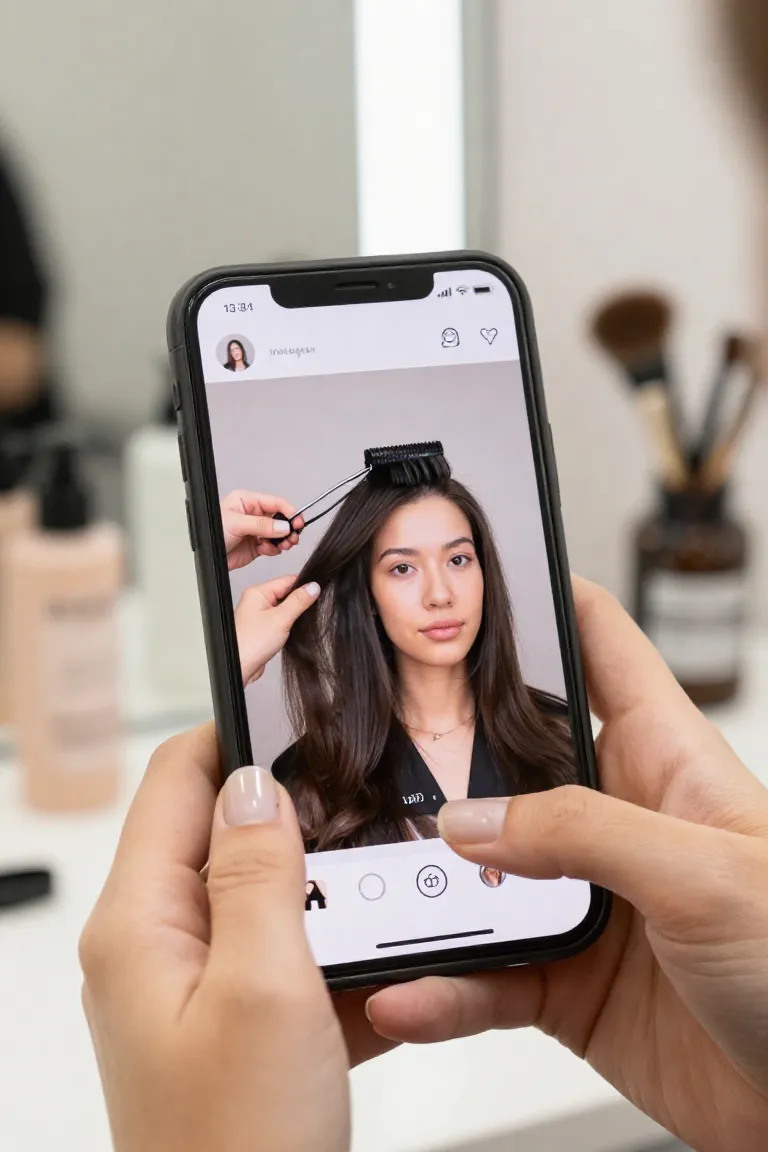 video de salão de beleza — exemplo criado na Influenciador IA