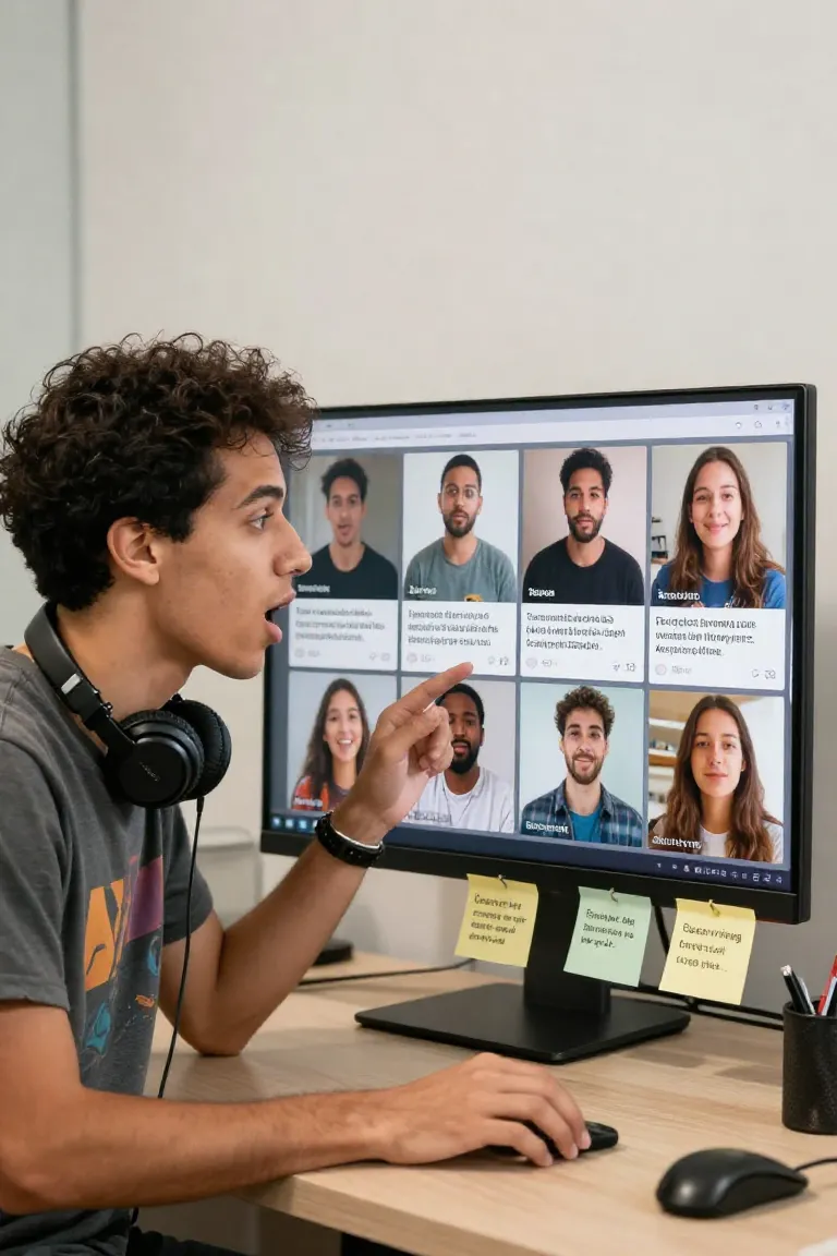 foto falando para criativo ugc — exemplo criado na Influenciador IA