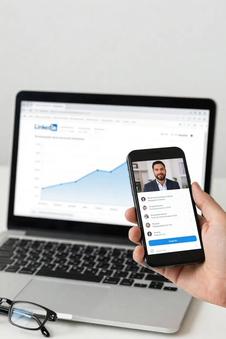 foto falando para linkedin — exemplo criado na Influenciador IA