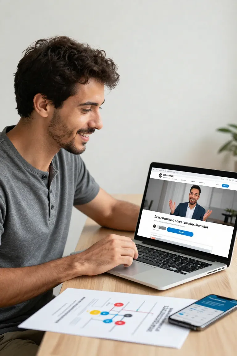 foto falando para pagina de vendas — exemplo criado na Influenciador IA