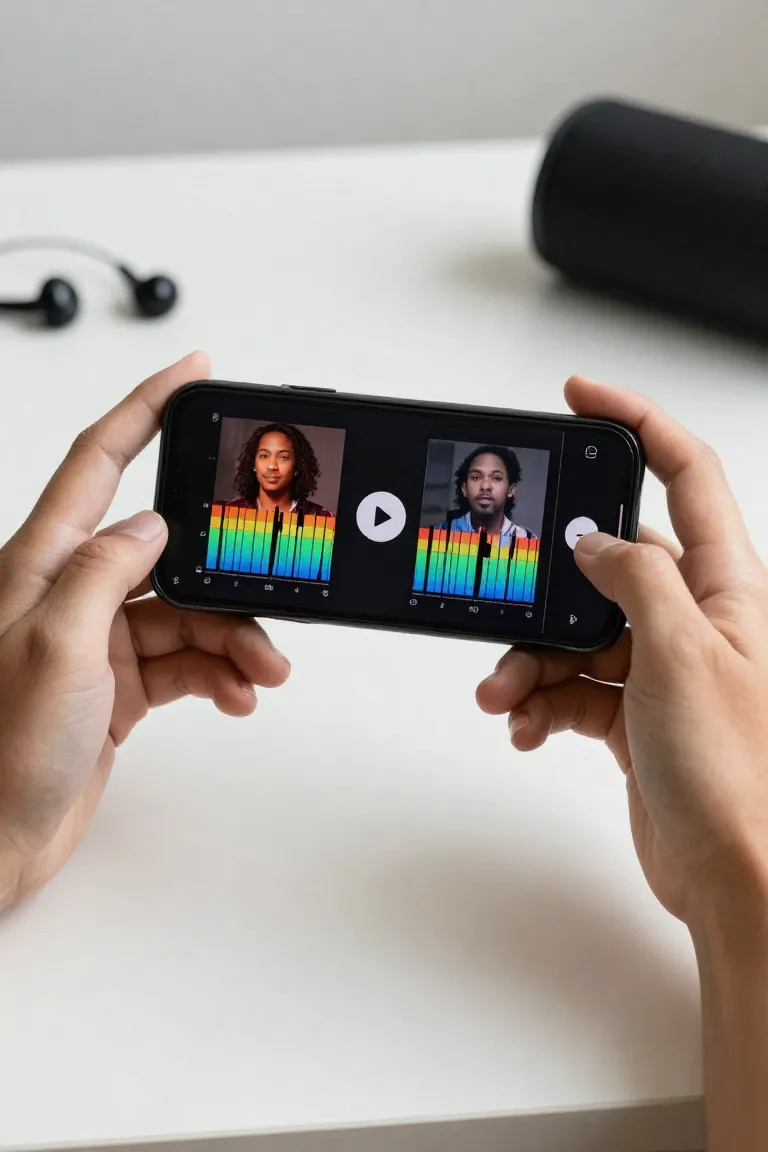 modificador de voz para celular — exemplo criado na Influenciador IA