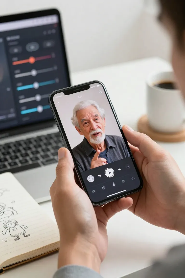 voz de velho ia — exemplo criado na Influenciador IA