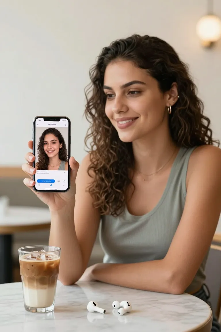 face swap iphone — exemplo criado na Influenciador IA