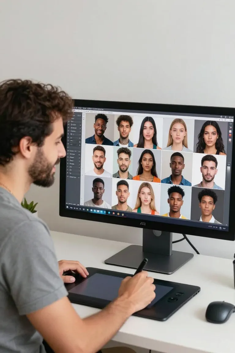 montagem de rosto — exemplo criado na Influenciador IA