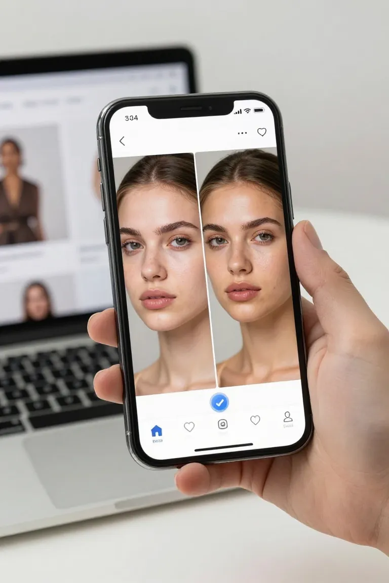 mudar rosto de foto — exemplo criado na Influenciador IA